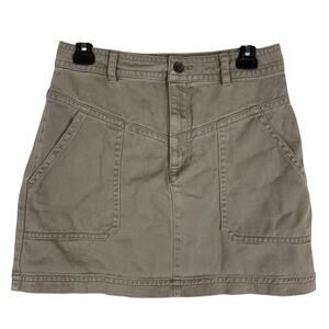 Banana Republic Utility Mini Skirt Womens 6 Petite Brown Cotton‎ Classic Zip Fly